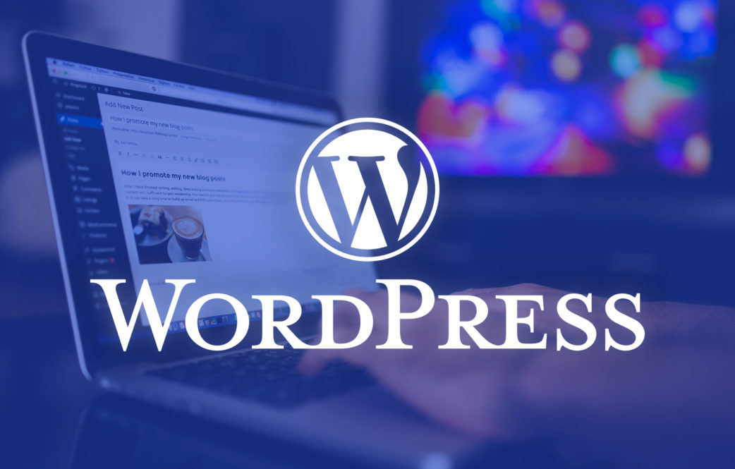 進口轉售跨境電商在筆記型電腦螢幕上顯示WordPress部落格管理介面,正面覆蓋WordPress標誌。